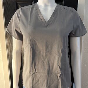 Charcoal V-Neck Women's Short Sleeve Gray scrub top.